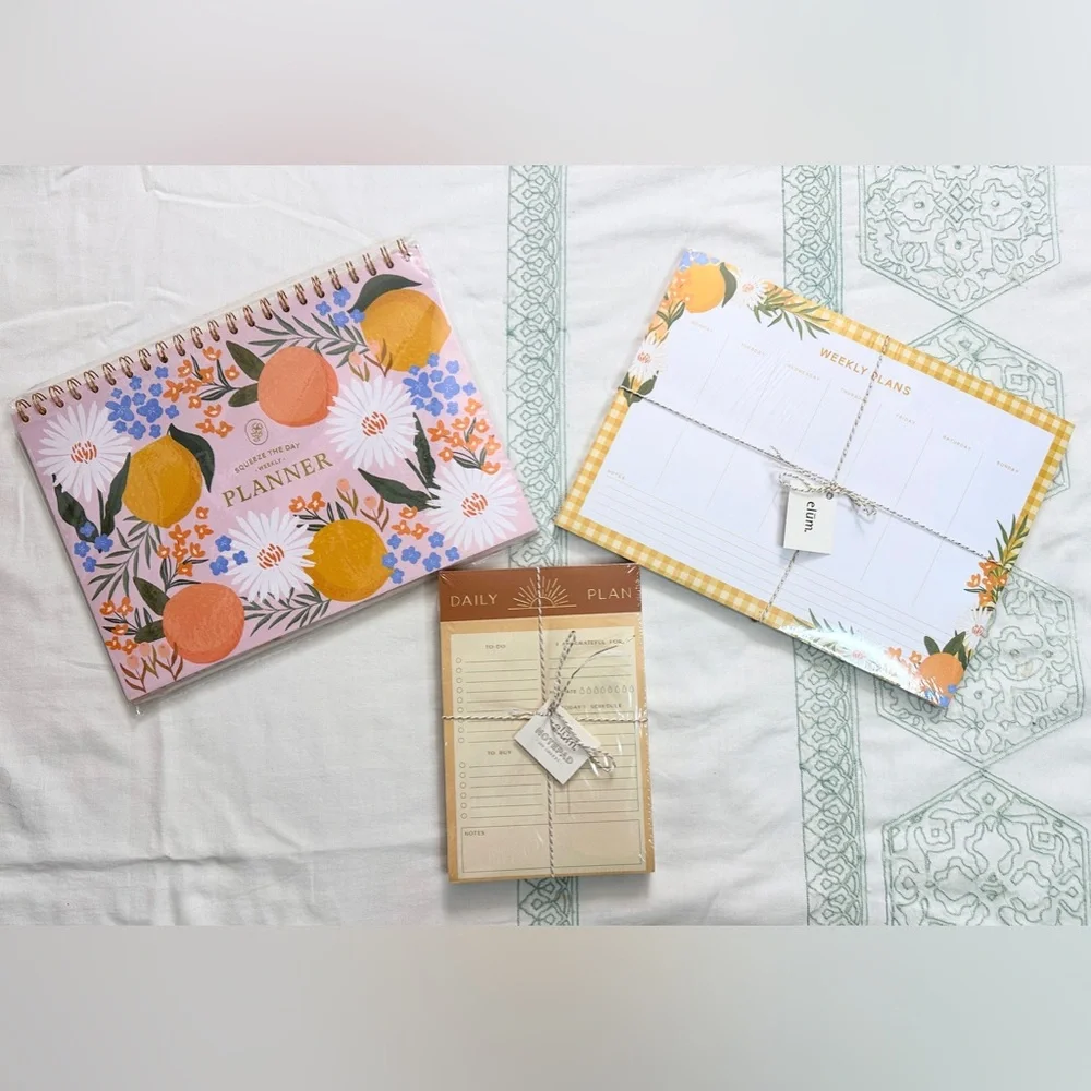 NWT Elūm Designs Stationery Planning Trio Set - Citrus Florals - Set of 3